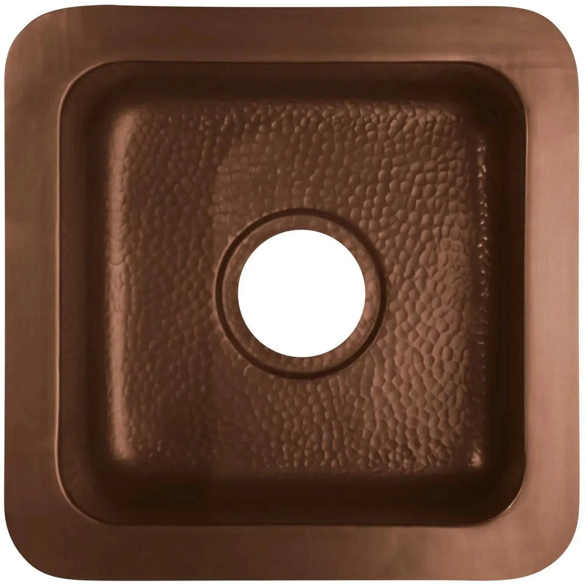 15" x 15" x 8" Merrick Copper Single Bowl Drop-in/Undermount Bar Sink (Hammered Medium Antique Copper Finish) - 1.75" drain h