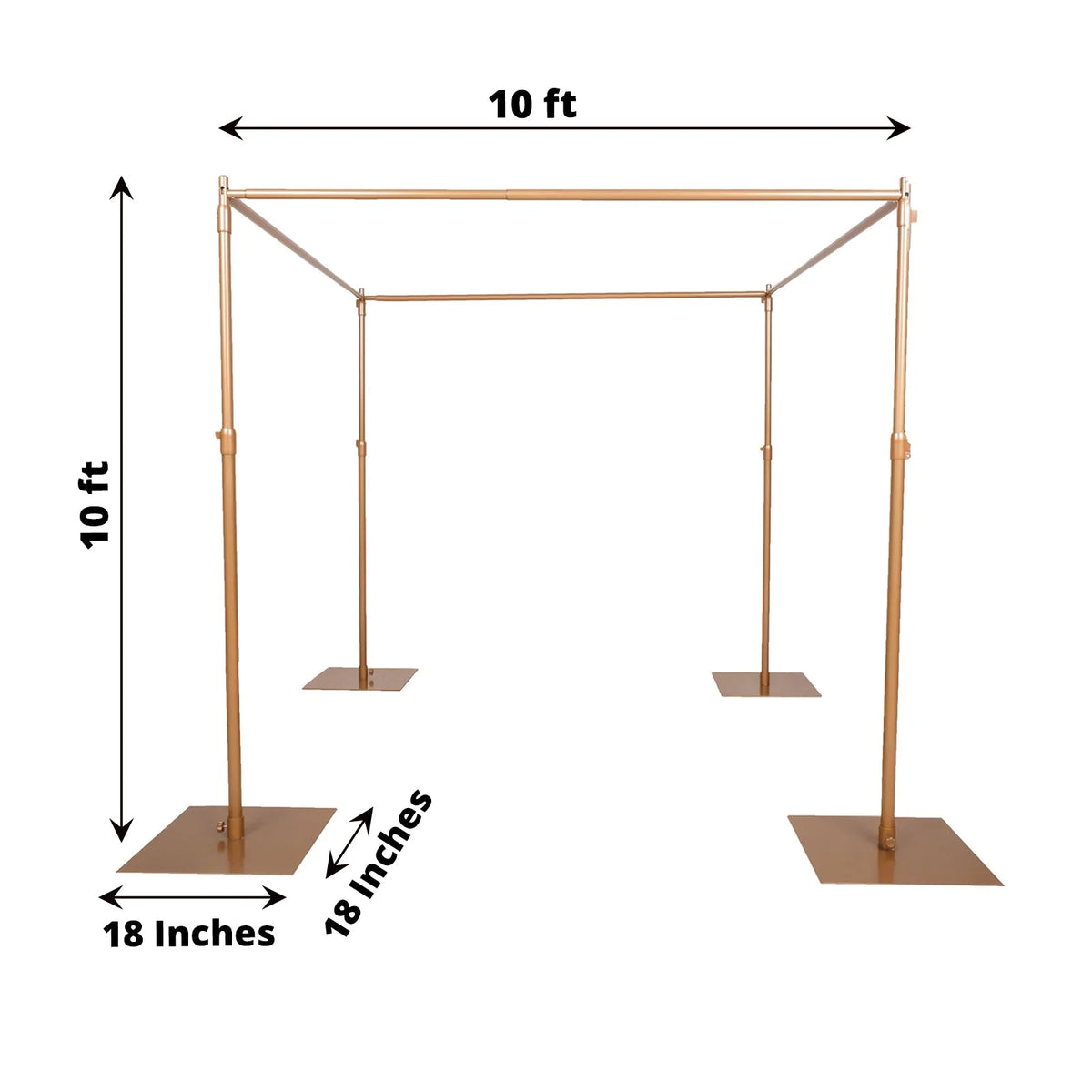 4 Post Gold Metal DIY Photography Backdrop Stand, Wedding Arch Canopy Tent