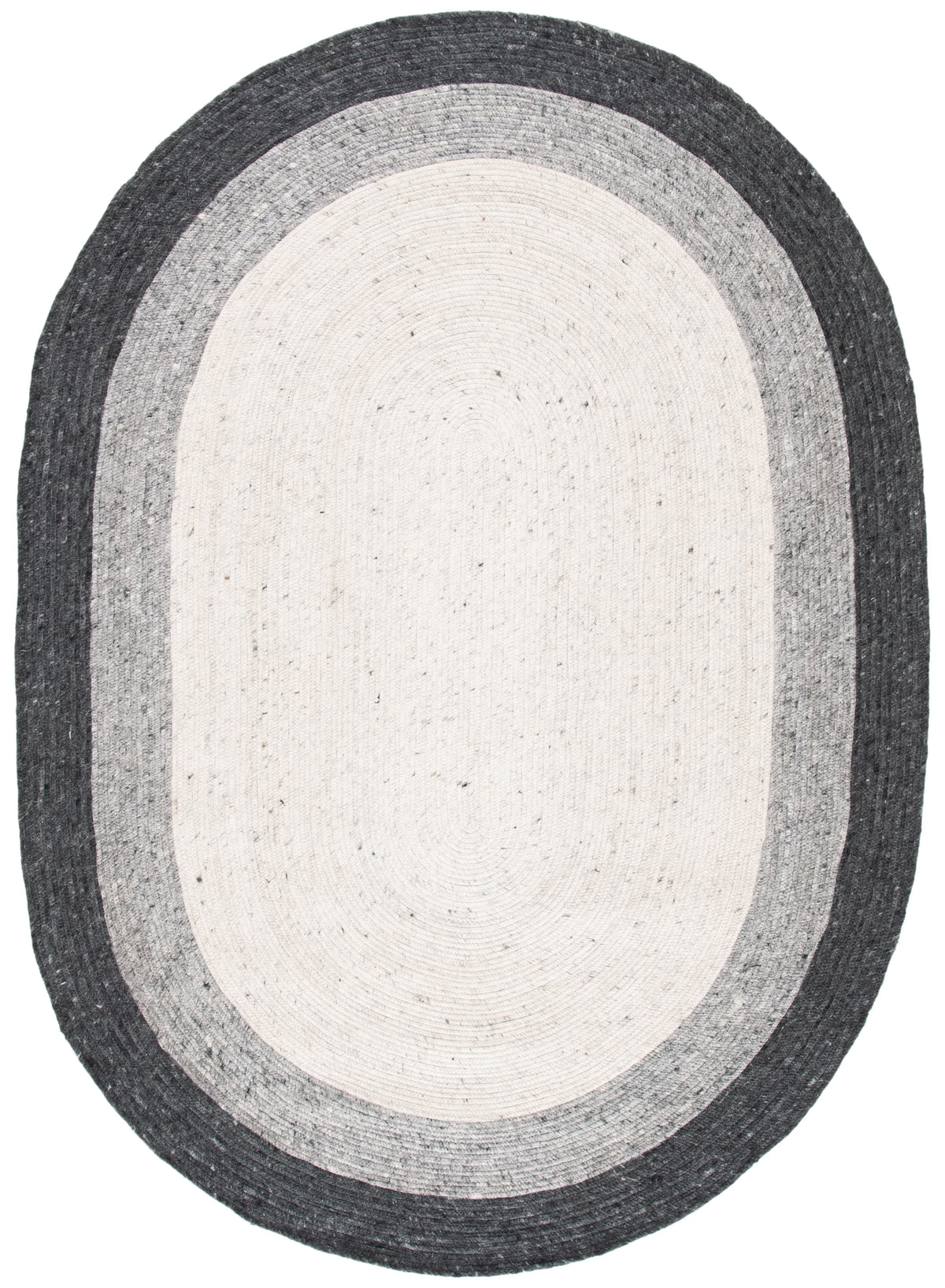 SAFAVIEH Braided Nazca Geometric Reversible Area Rug, Grey/Ivory, 6' x 9' Oval