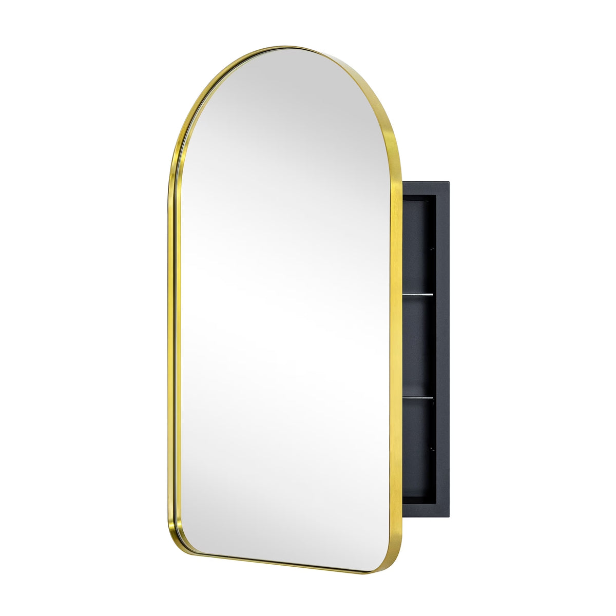 TEHOME Aristes Recessed Framed Medicine Cabinet with Mirror and Adjustable Shelves 16" x 28.3" - Black