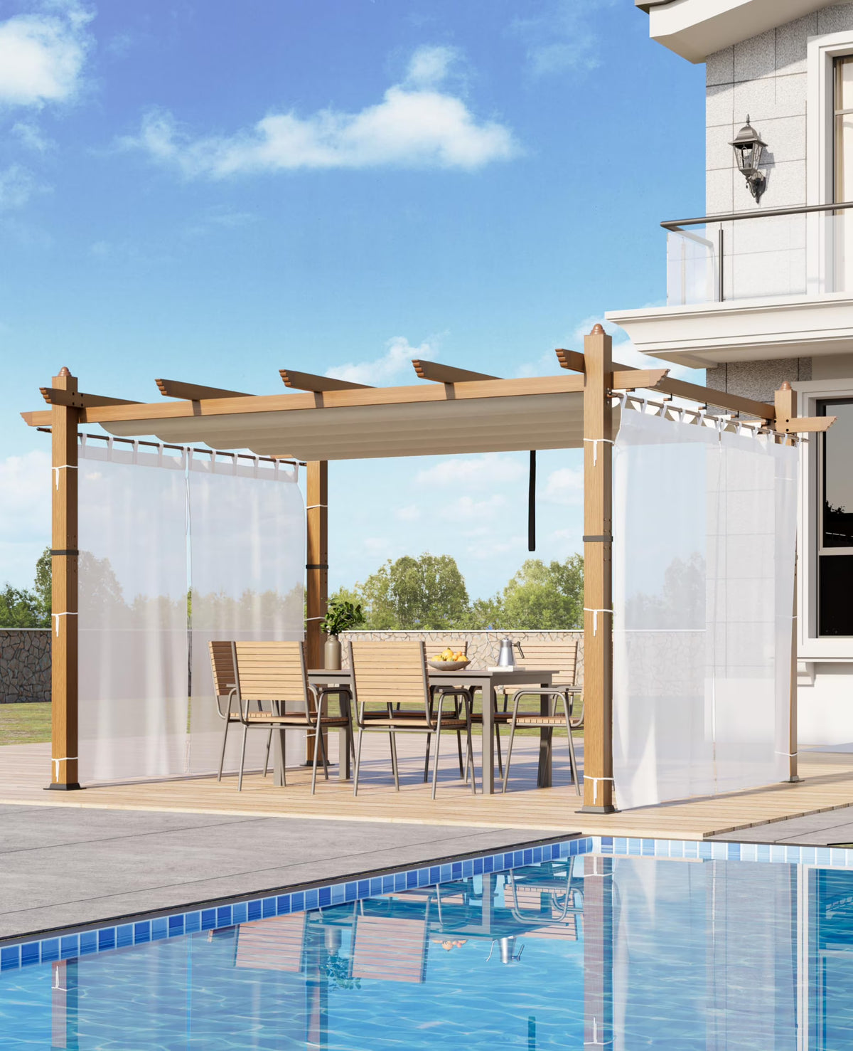 Outdoor Retractable Pergola with Sun Shade Canopy, 10' X 10'/10' X 13' Patio Metal Shelter for Garden Porch Beach Pavilion Gr