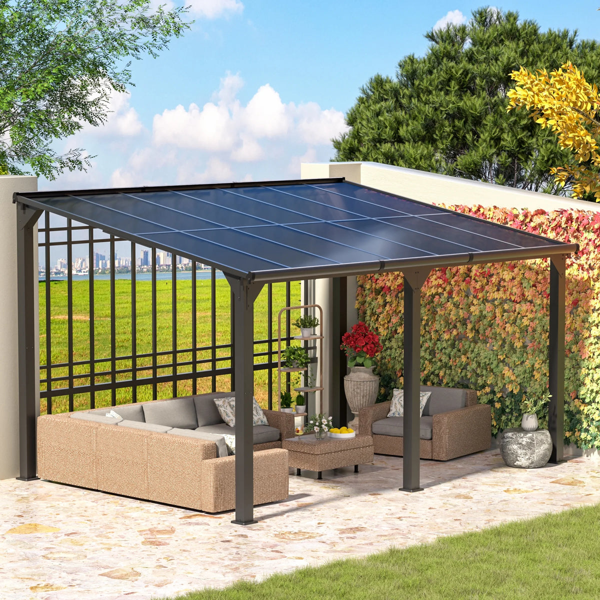 Jaxpety 14 x 10 ft. Hardtop Gazebo Outdoor Awnings for Patio, Backyard, Porch