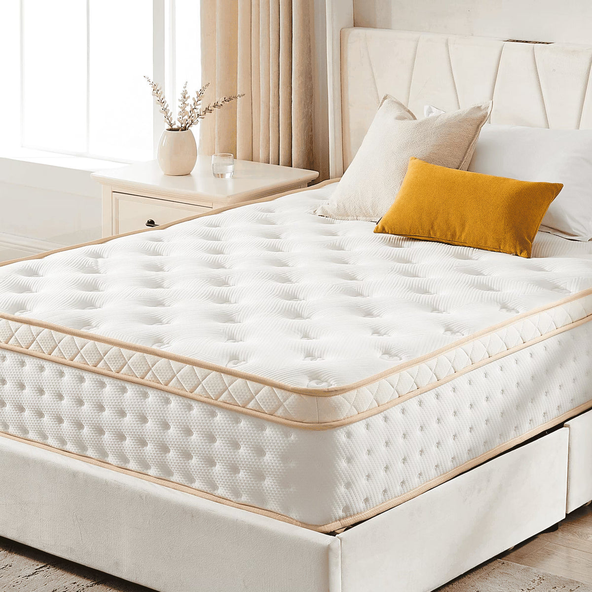 IInnovZBOM10" Queen Size Mattress, Medium Firm Hybrid Mattress with Gel Memory Foam and Pocket Springs, CertiPUR-US Certified