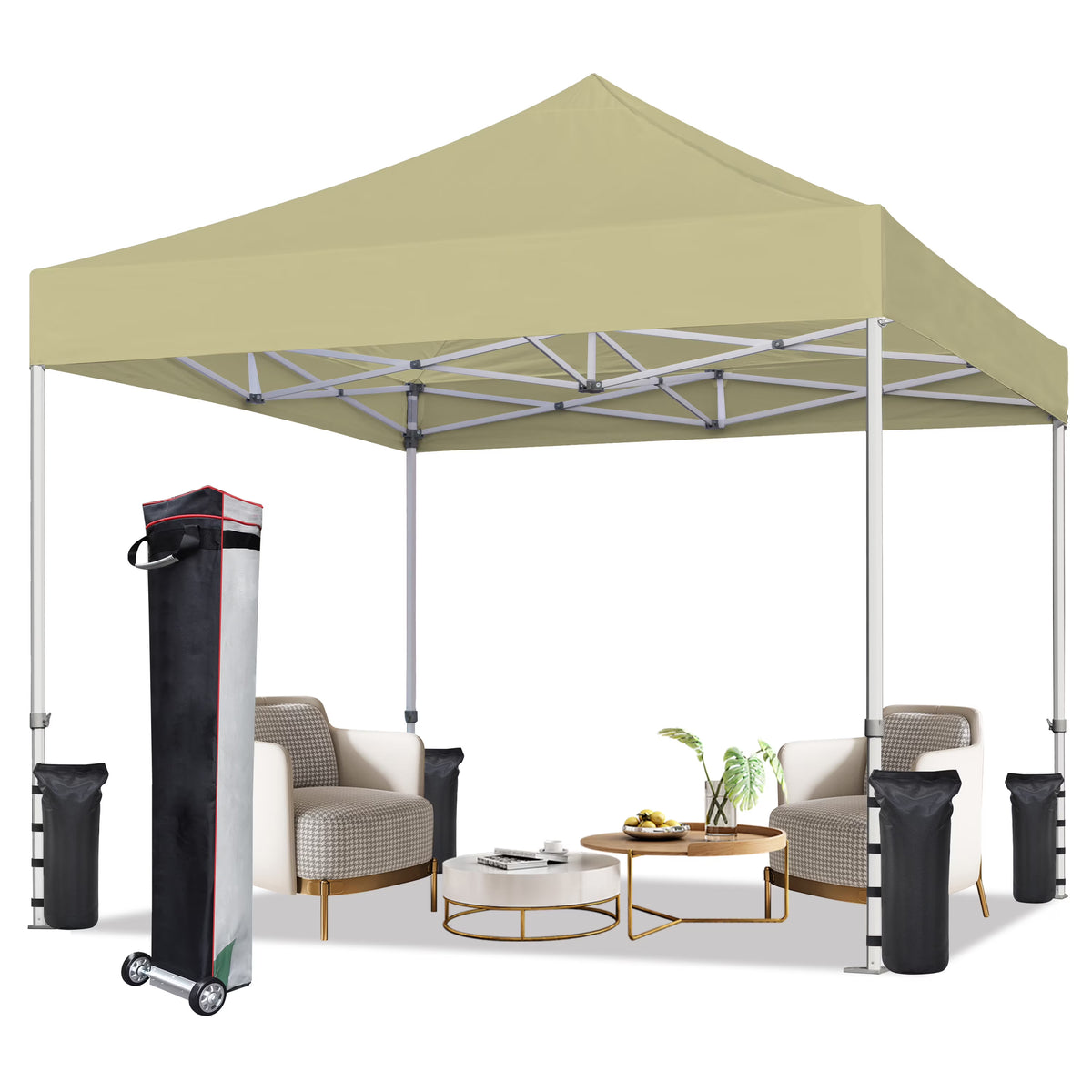 Eurmax Canopy 10' x 10' Beige Pop-up and Instant Outdoor Canopy