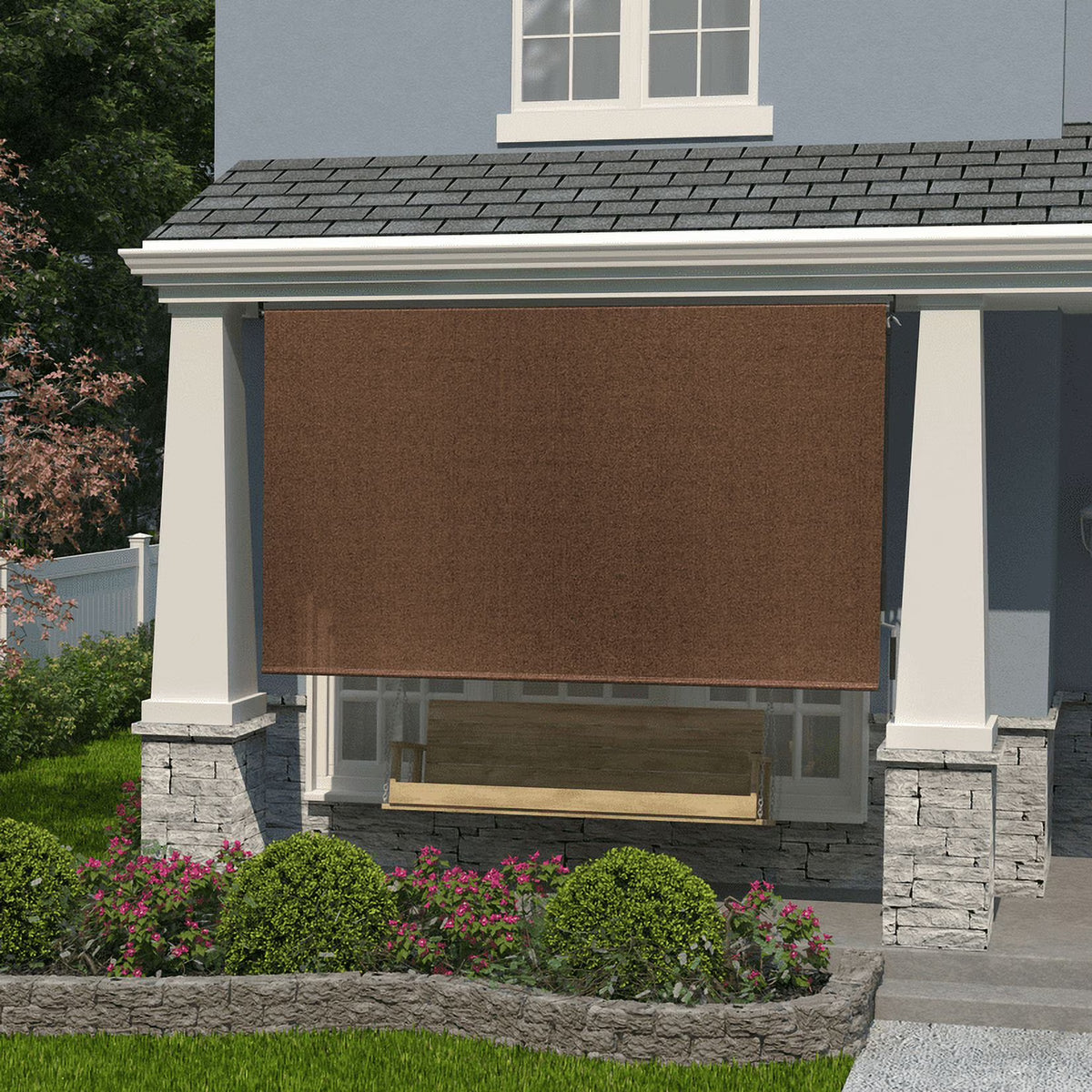 Coolaroo 4' x 6' Outdoor UV Blocking Cordless Solar Roller Shade Blind, Mocha