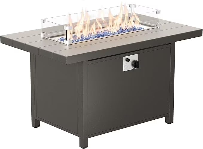 ALAULM 43" x 27.6" Propane Gas Fire Pit Table with Adjustable Flame