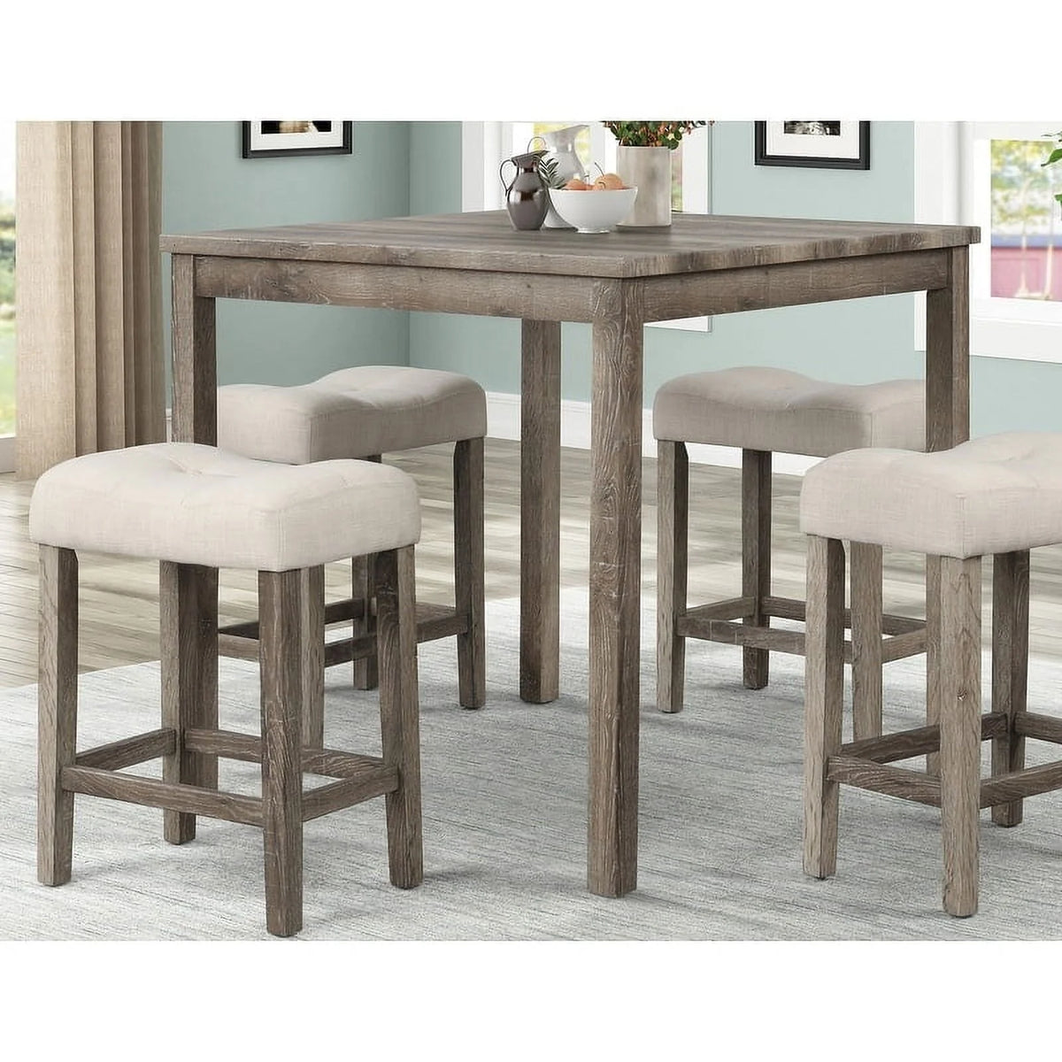 Best Master Furniture Square 36 x 36 Counter Height Rustic Table Black Charcoal