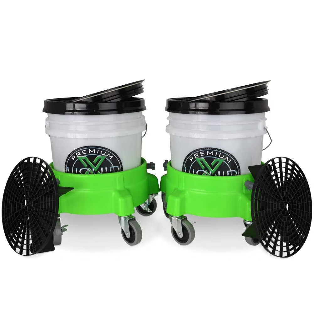 Liquid X Dual Bucket Car Wash Kit with High Performance Bucket Dollies