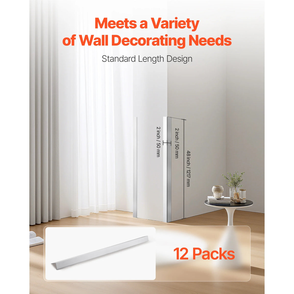 KFFKFF Aluminum Alloy Wall Corner Protector, 2 x 2 x 48 inch, 12 Pack Metal Edge Guards, L-Shaped 90-Degree Angle Trim for Wa