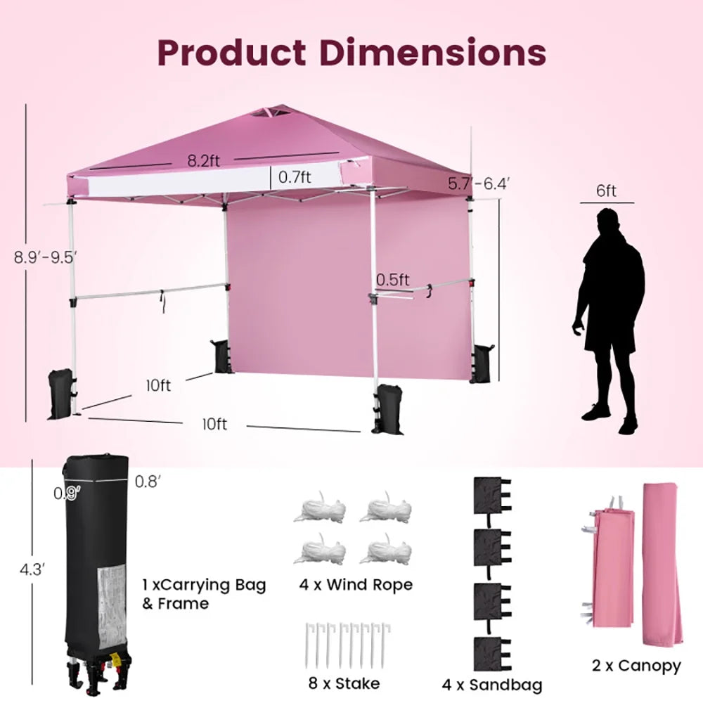 Gvn 10 x 10 ft Pink Pop up Outdoor Canopies, Waterproof