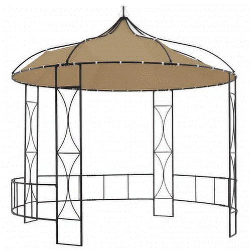 vidaXL Outdoor 9.8 x 9.5 Round Canopy Pavilion, UV & Water-Resistant, White & Black