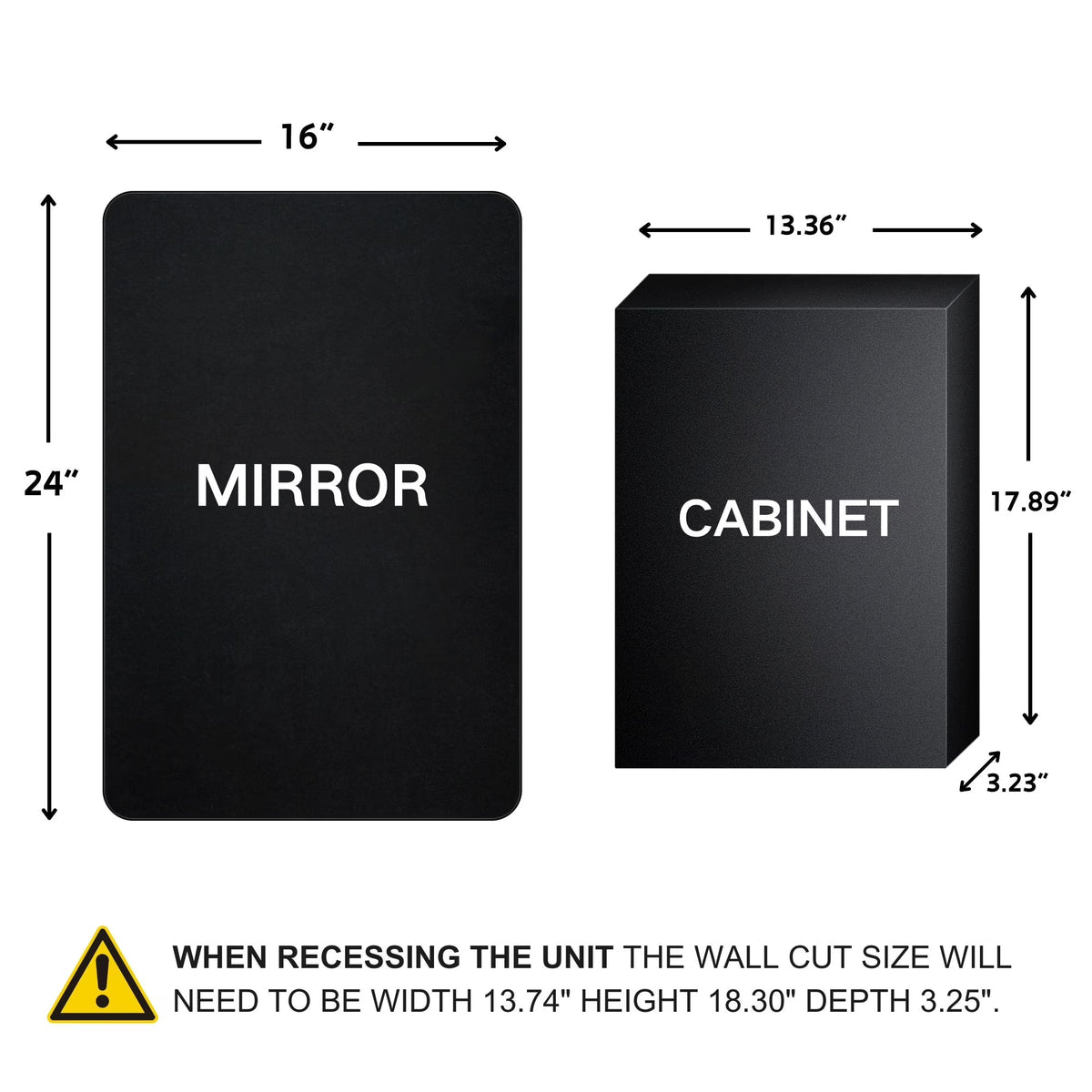 TEHOME WH Recessed Framed Medicine Cabinet with Mirror and Adjustable Shelves 16" x 24" - Chrome