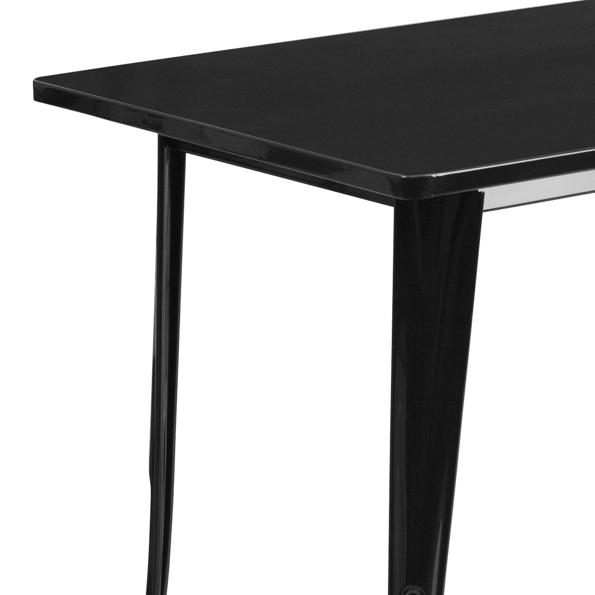 BizChair Commercial Grade 31.5" x 63" Rectangular Black Metal Indoor-Outdoor Table
