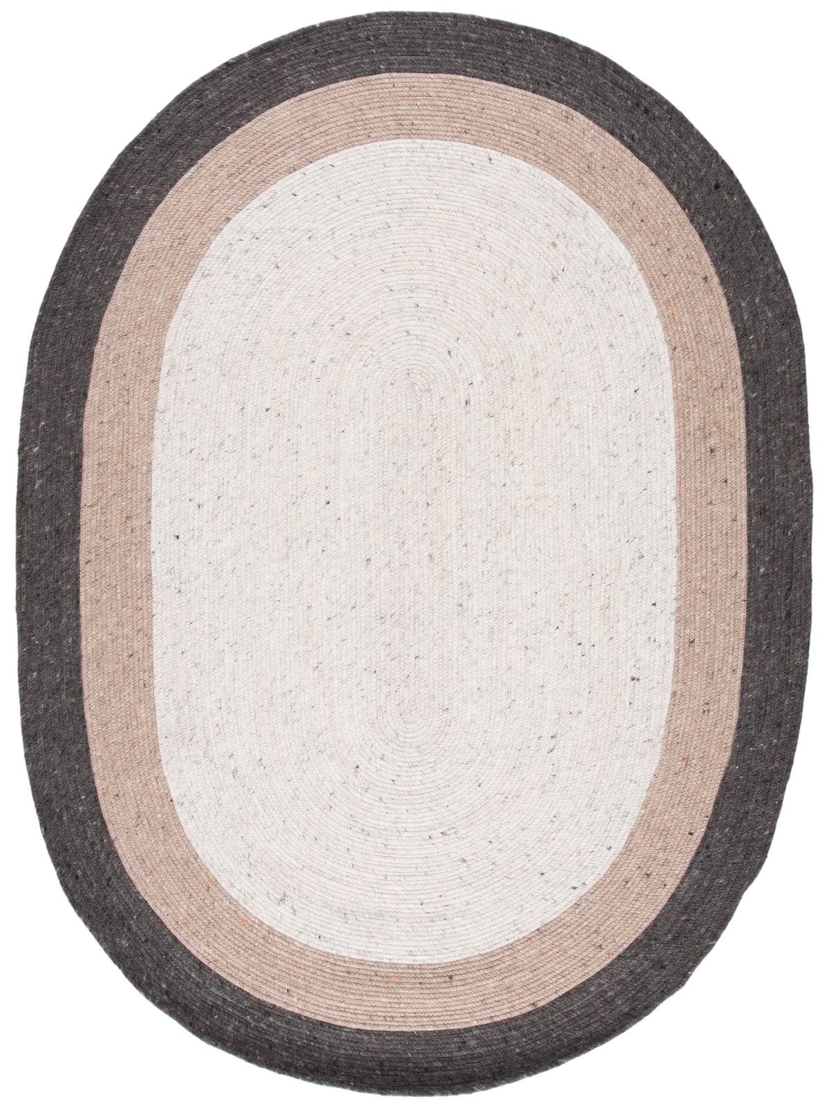 SAFAVIEH Braided Nazca Geometric Reversible Area Rug, Grey/Ivory, 6' x 9' Oval