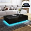 Hommpa Rectangular Coffee Table with LED Lights Tea Tables with 4 Drawers High Gloss Modern Living Room Furniture White Finis