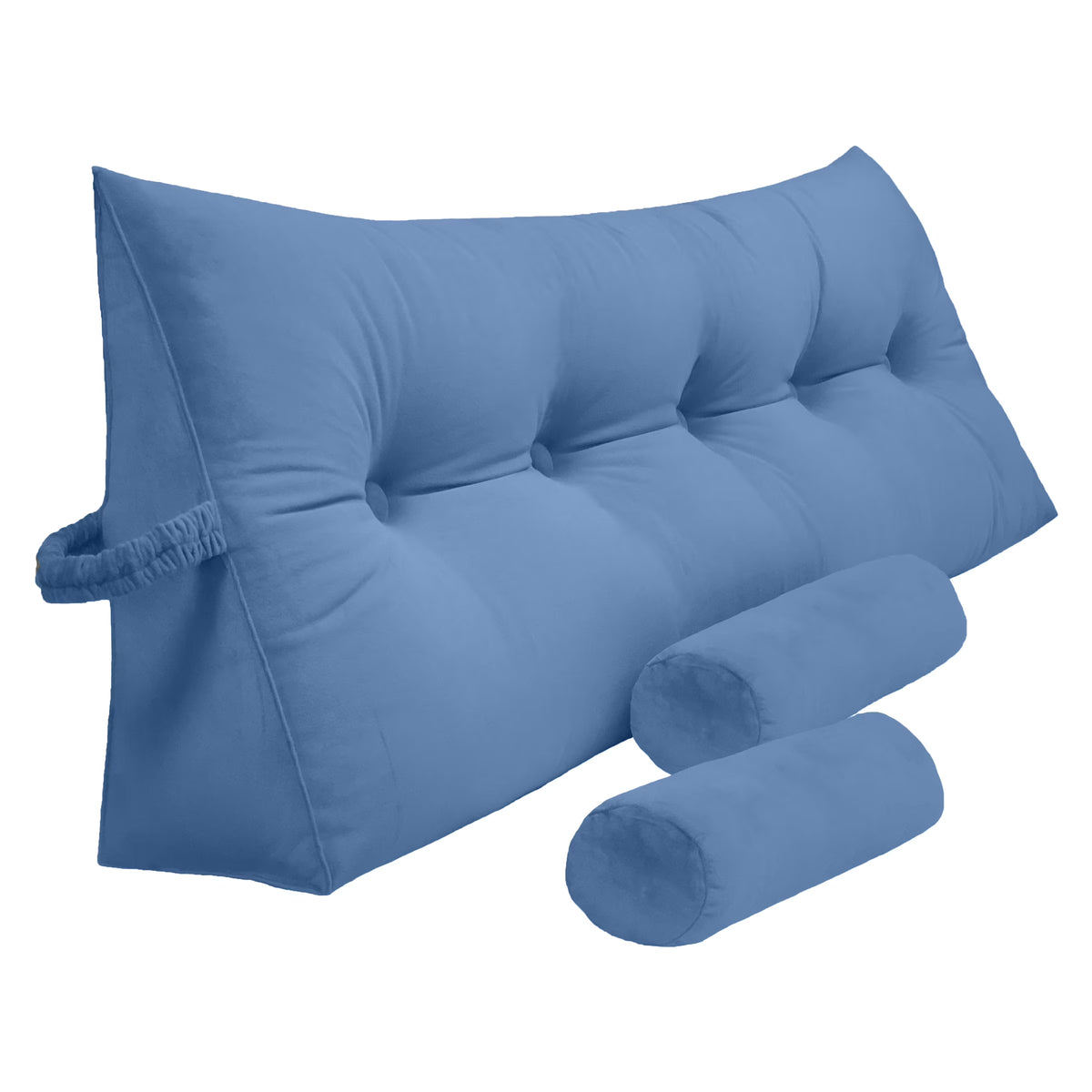 Peachwell Triangular Reading Bed Rest Pillow Large Bolster Cushion Headboard Backrest Wedge Pillow with Two Detachable Roll P