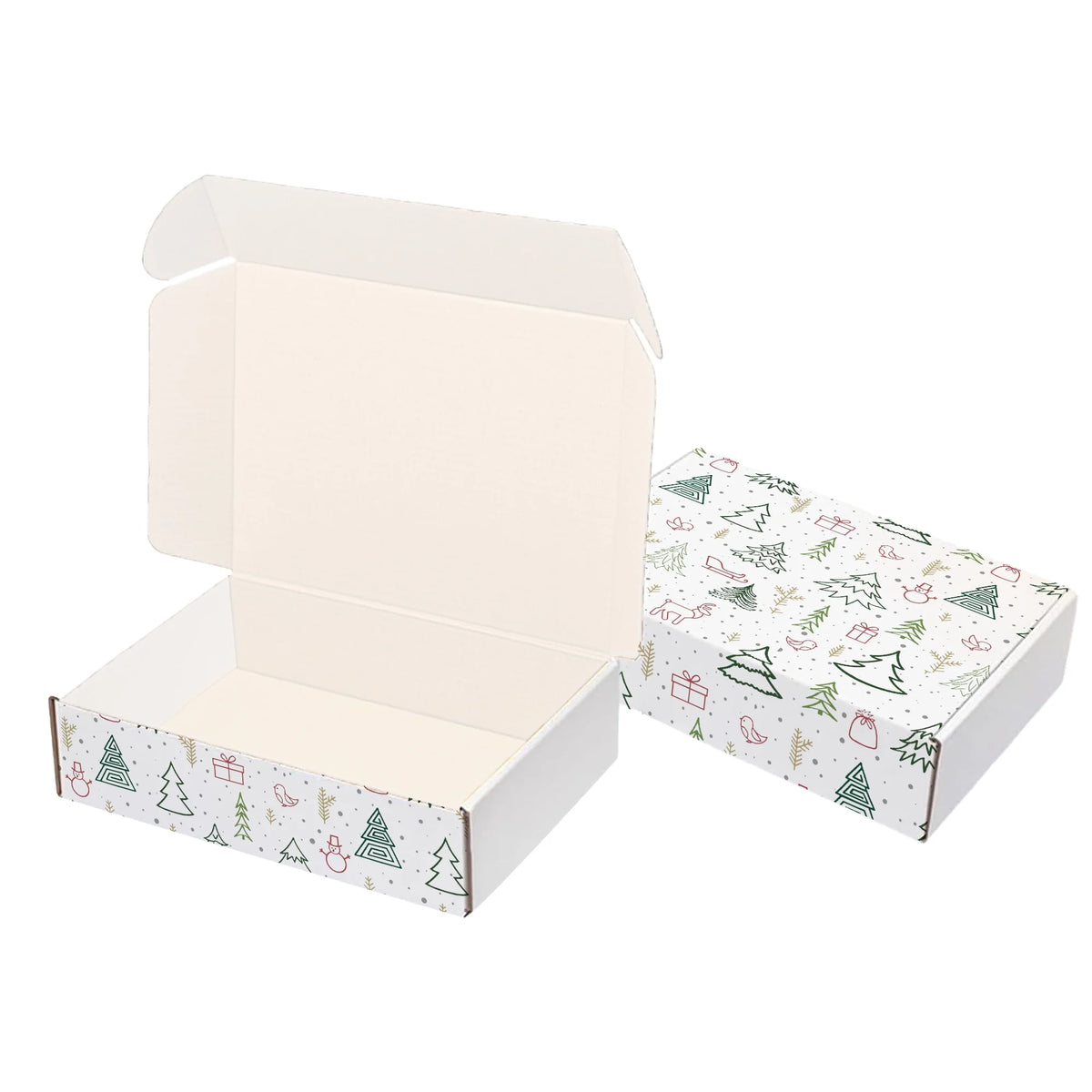 Ucanpack Christmas Packing Boxes 11 x 7 x 3" - 50 Pack Winter Forest Printed Holiday Boxes - Holiday Shipping Box Made In USA