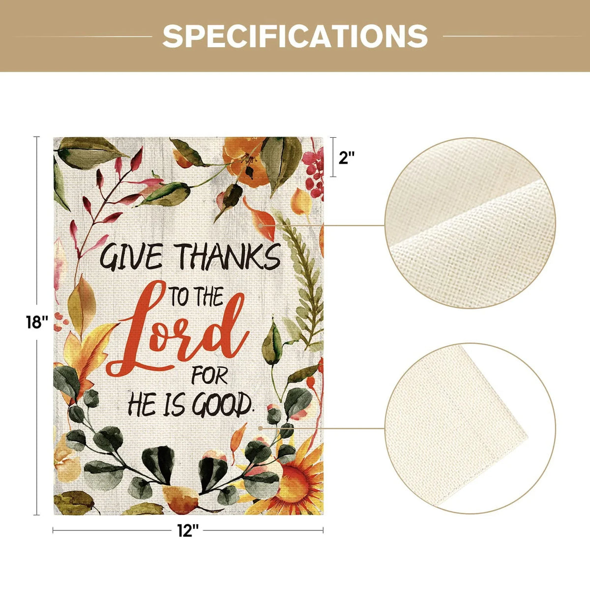 Artoid Mode Give Thanks to The Lord Thanksgiving Garden Flag 12 x 18 Inch