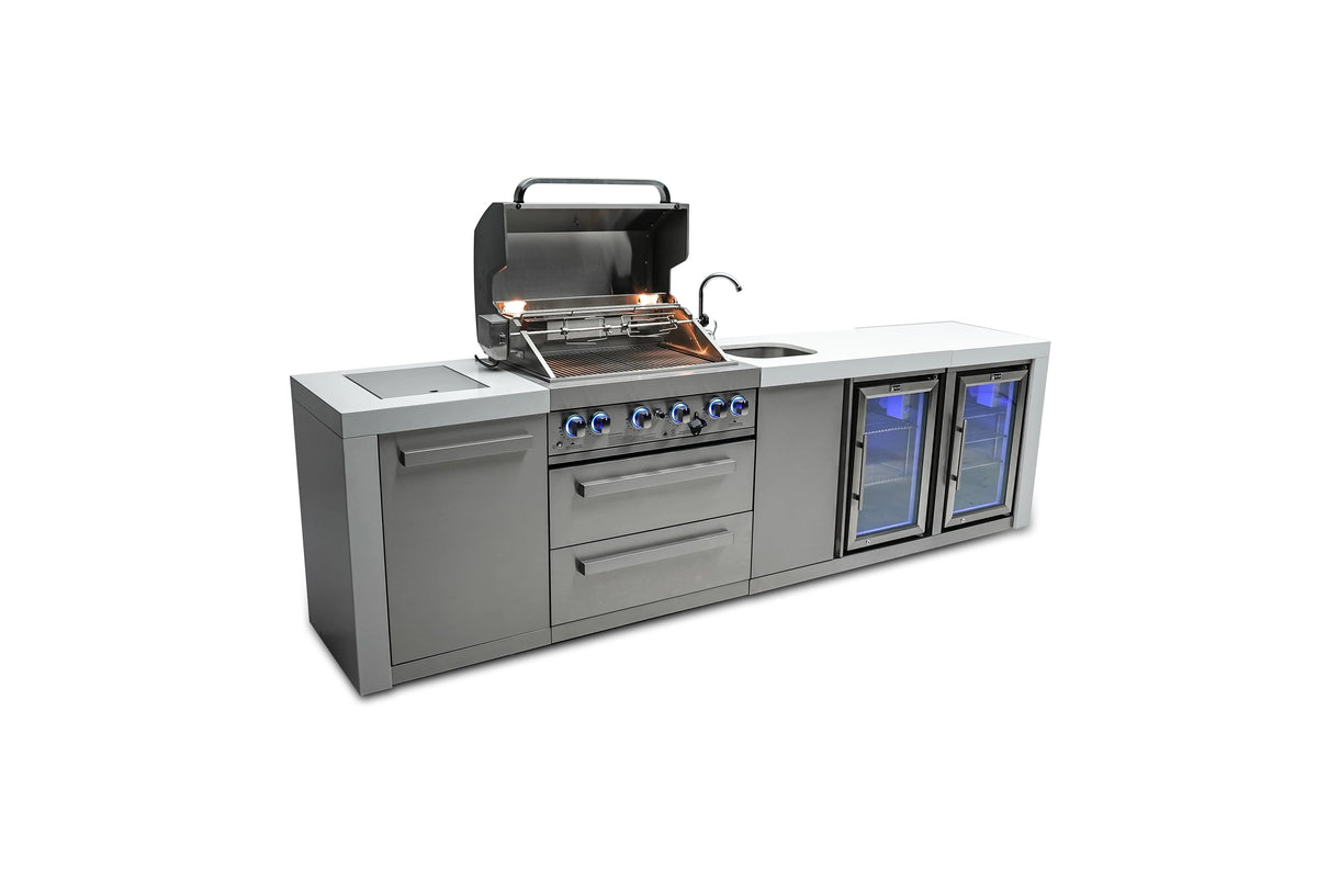 Mont Alpi 400 Grill Deluxe Island with Beverage Center and Fridge Cabinets