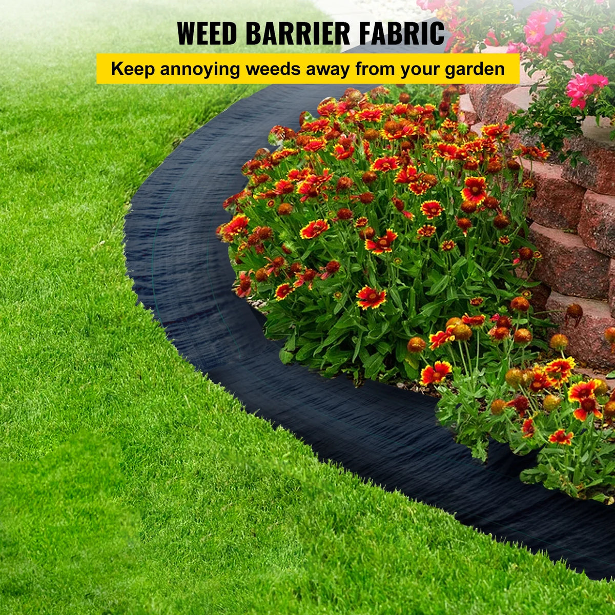 SKYSHALO Heavy Duty Woven Ground Weed Control Fabric, 6ft x 300ft, Black