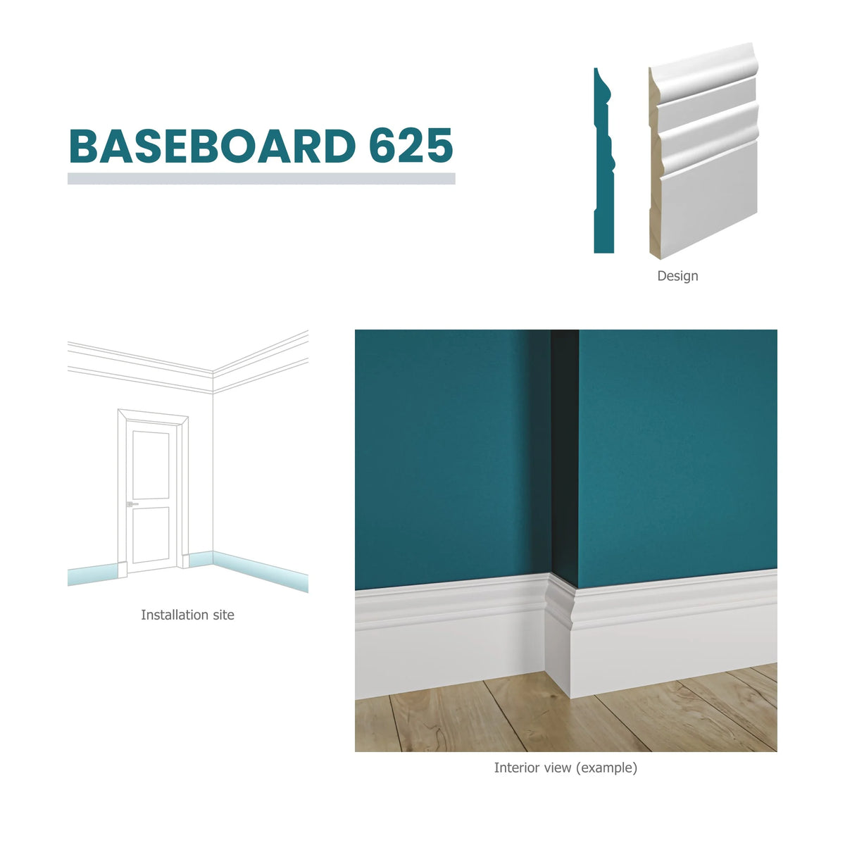RMB 625 11/16 in.D x 6 1/4 in. W x 96 in. L Primed Finger-Joined Pine Baseboard Molding 10-pcs 80 Ft Total