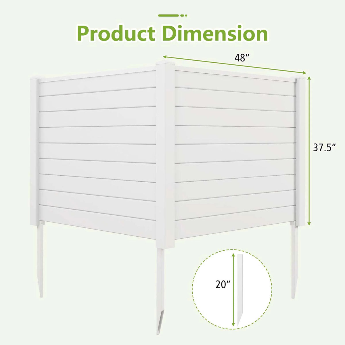 Costway 48"L x 37.5"H Air Conditioner Fence with 3 Ground Stakes