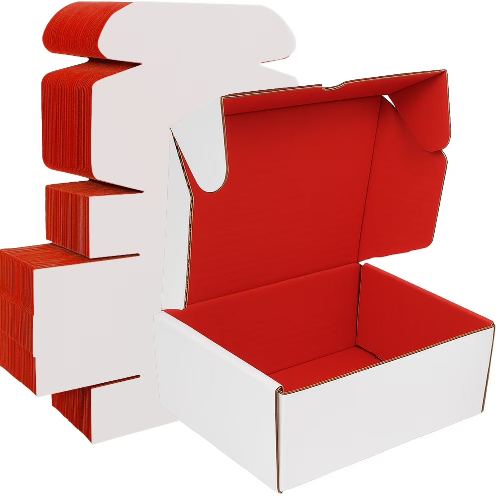 Ucanpack Red Mailer Boxes 15 x 11 x 2" (Kraft Outside) - 50 Pack Corrugated Shipping Boxes, Red Shipping Boxes for Small Busi