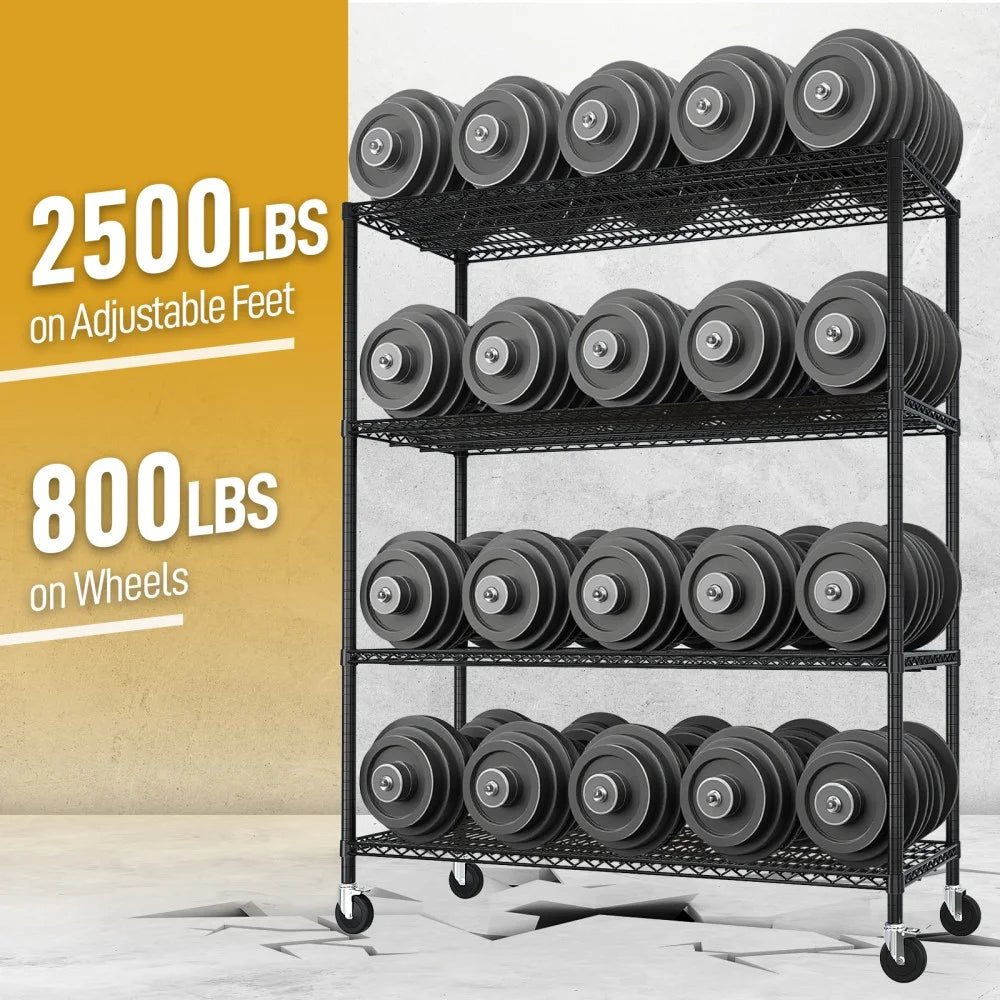 IVV 4-Tier Wire Shelving Unit on Wheels, Rolling Metal Storage Utility Rack, 2500LBS Capacity, Height Adjustable for Restaura