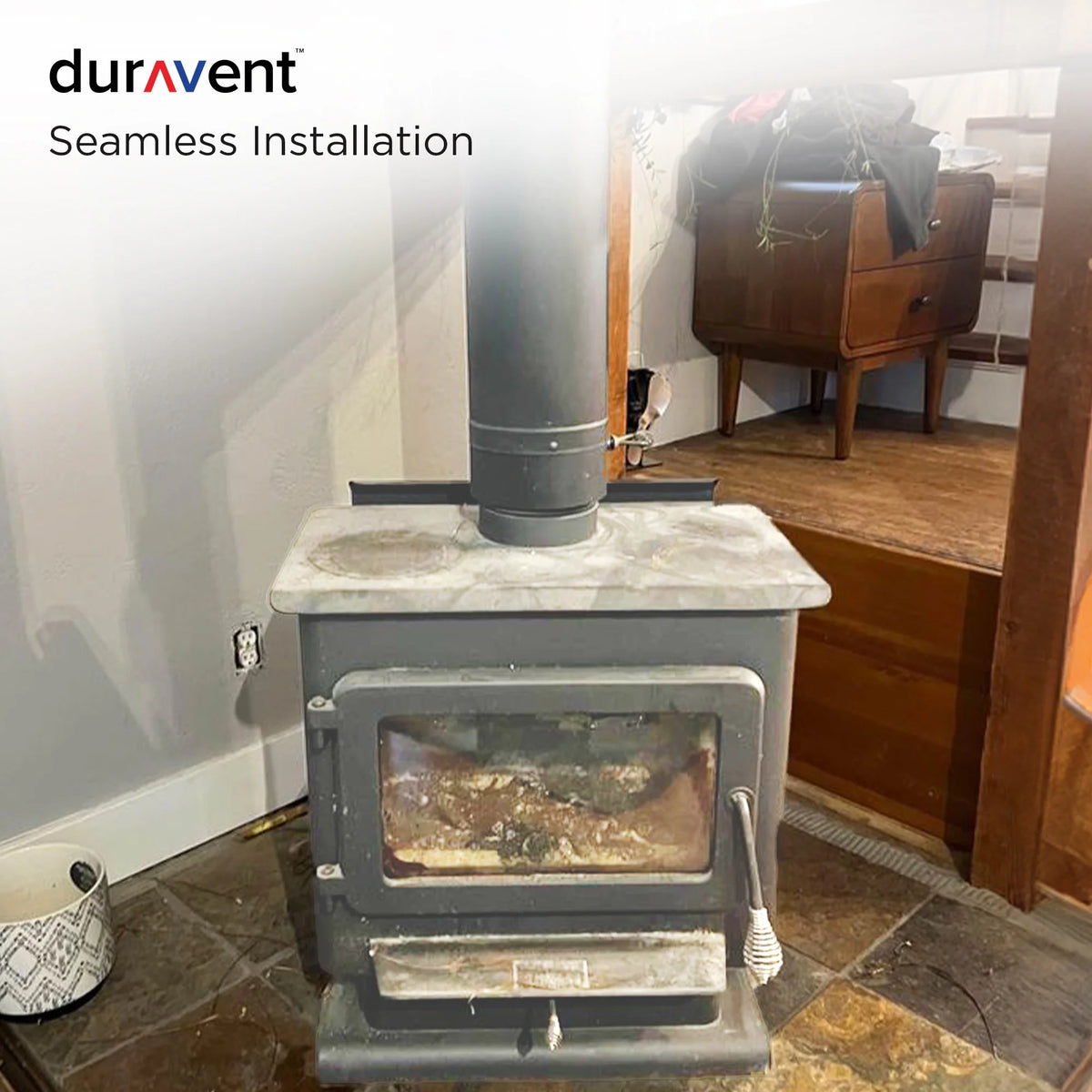 DuraVent DuraBlack 48 x 8 Inch Stainless Steel Single Wall Stove Pipe