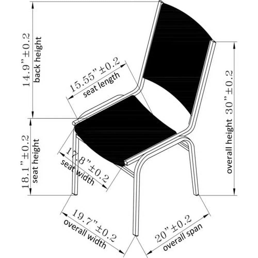 Lorell Padded Armless Stacking Chairs - 4/CT Black Vinyl Seat - Vinyl Back - Steel Frame - Black - Steel, Vinyl - 20.8" Width