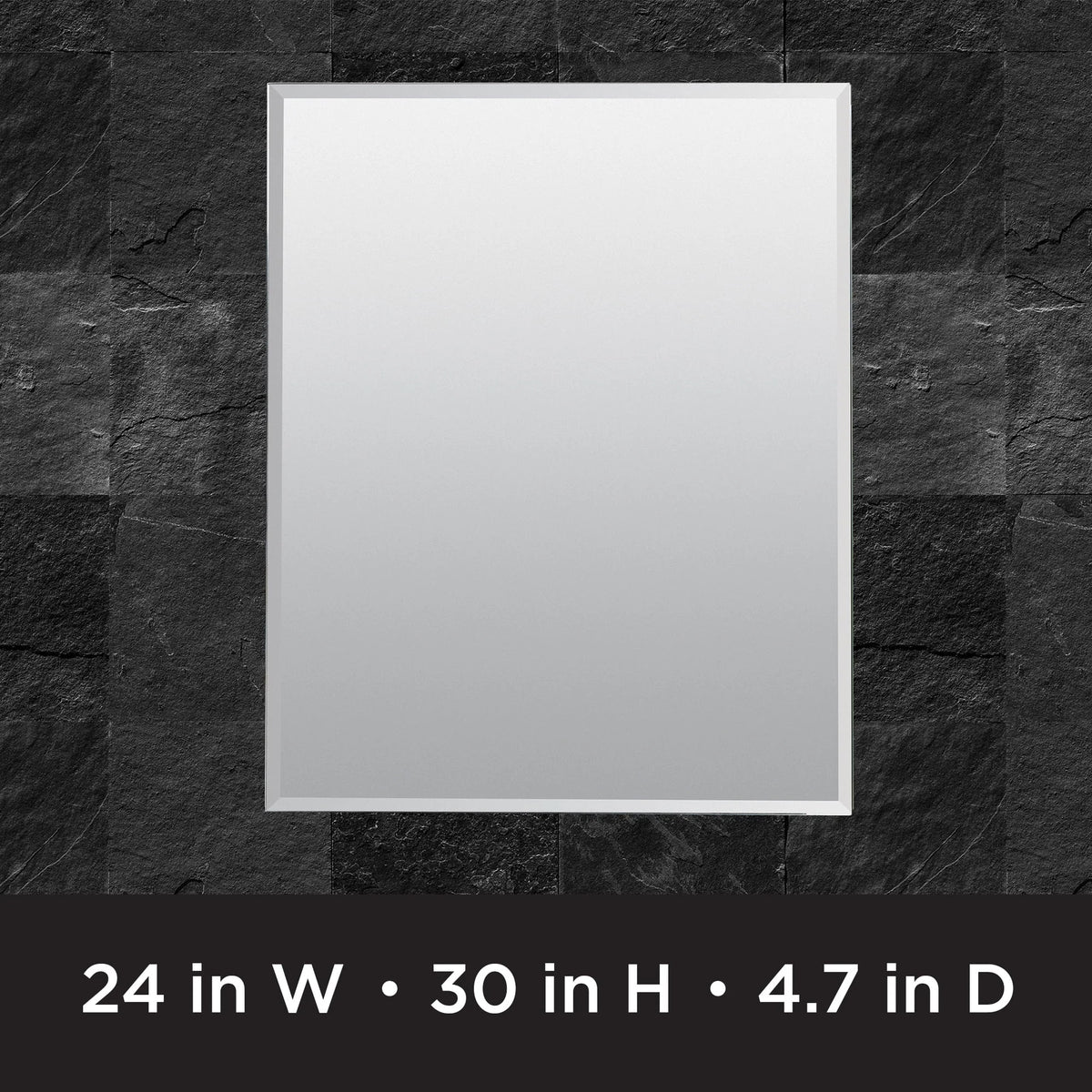 Designer Series by Zenith Aluminum Beveled Mirror Medicine Cabinet, 24 x 30 in., Frameless