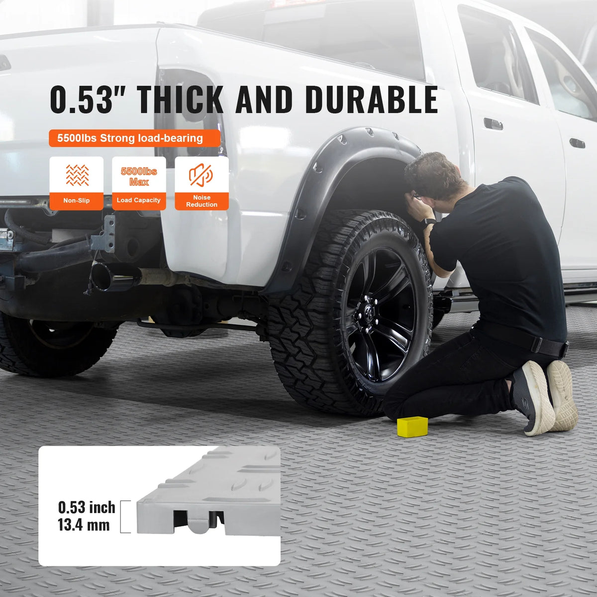 VEVOR Garage Tiles Interlocking, 12 x 12 x 0.53 inch 50 Pack Garage Floor Covering Tiles, Non-Slip Double-Sided Texture Garag
