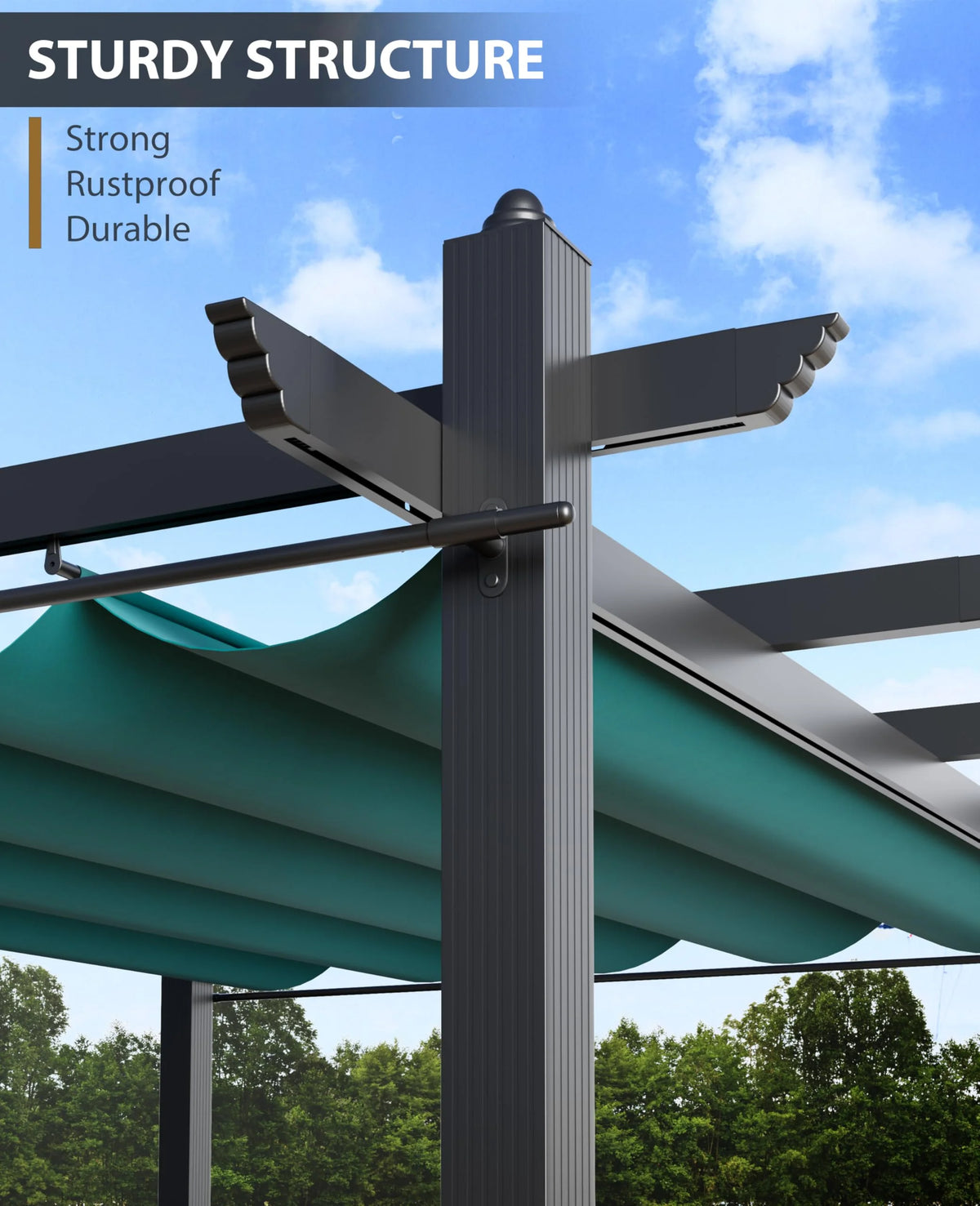 Outdoor Retractable Pergola with Sun Shade Canopy, 10' X 10'/10' X 13' Patio Metal Shelter for Garden Porch Beach Pavilion Gr