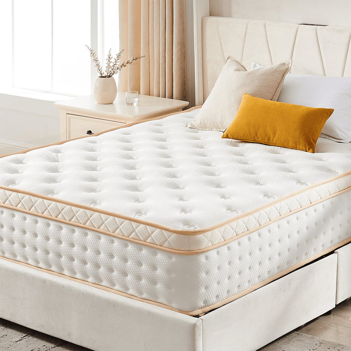 IInnovZBOM10" Queen Size Mattress, Medium Firm Hybrid Mattress with Gel Memory Foam and Pocket Springs, CertiPUR-US Certified