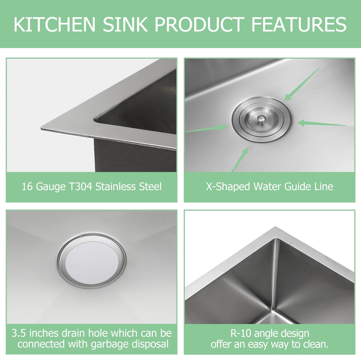 Lordear 14"x 18"Kitchen Sink Undermount Stainless Steel Brushed Bar Sink