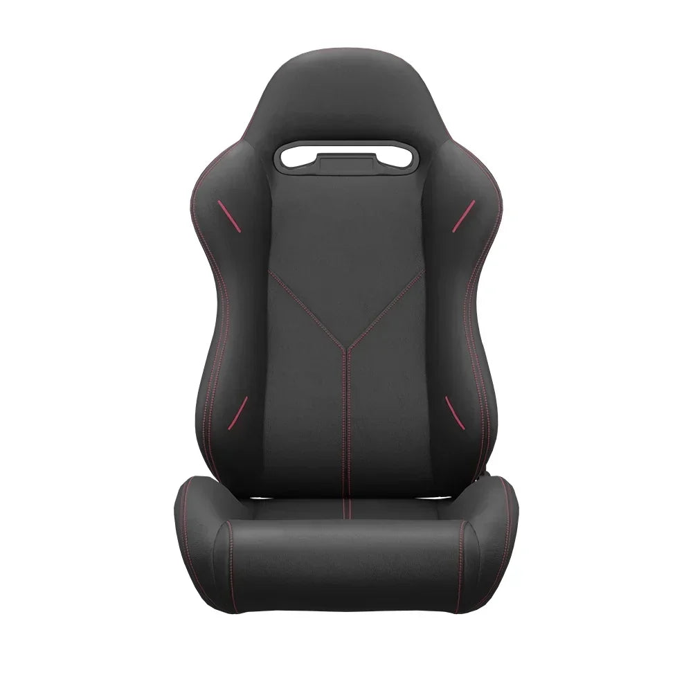 2PC Universal Reclinable Bucket Racing Seats With Adjustor Slider - Red PVC Leather