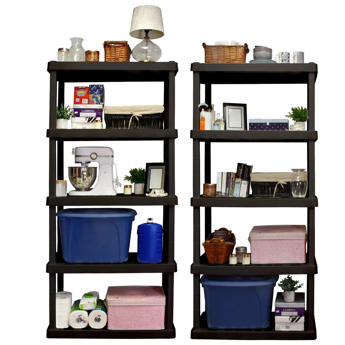 Hyper Tough Garage Shelving Unit Heavy Duty 5-Tier 75"H x 30"W x 14"D 2-Pack, Black 450 lbs Total Capacity