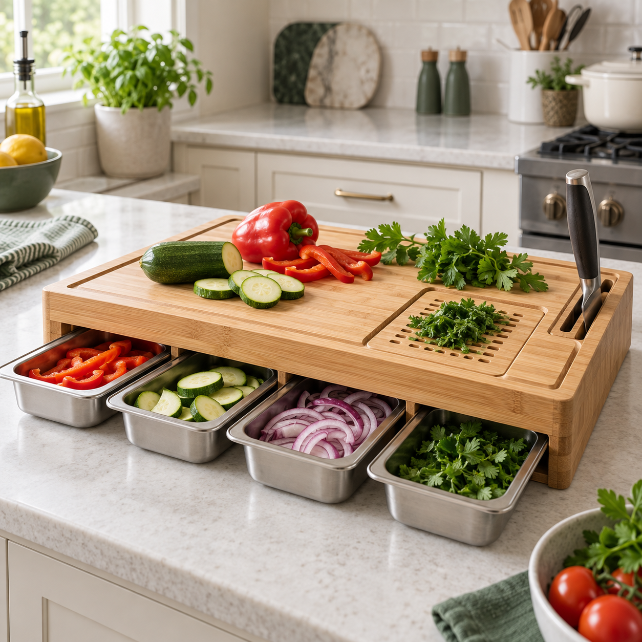 Food preparation products in a kitchen