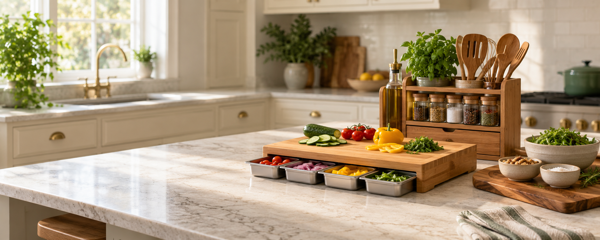 Kitchen and dining essentials in a warm home kitchen